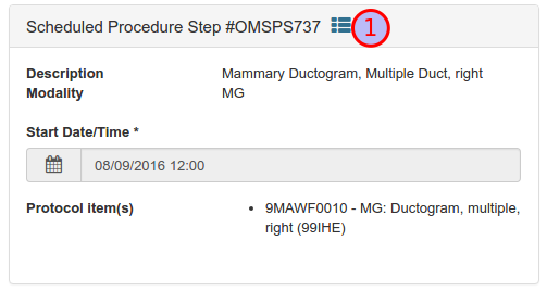 Select a scheduled procedure step